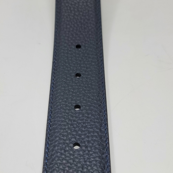 Salvatore Ferragamo Gold Gancini Buckle Reversible Black/Dark Blue Belt. - Picture 5 of 7